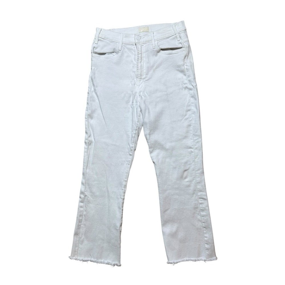 Mother Hustler Ankle Fray Regular Fit Denim Jeans White Distressed 29